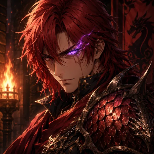 Fantasy warrior AI anime avatar with dragon-scale armor
