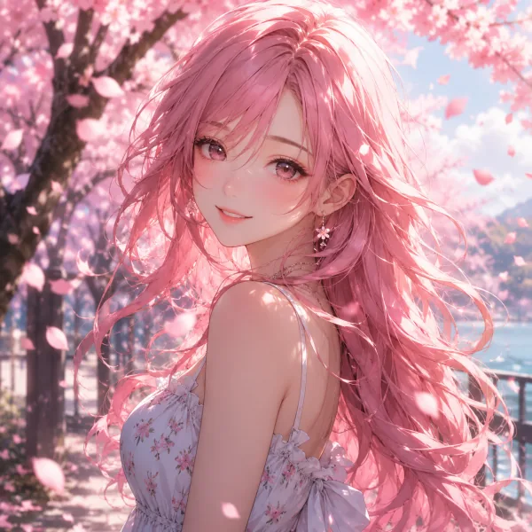 AI anime avatar female portrait with pink hair and modern anime style