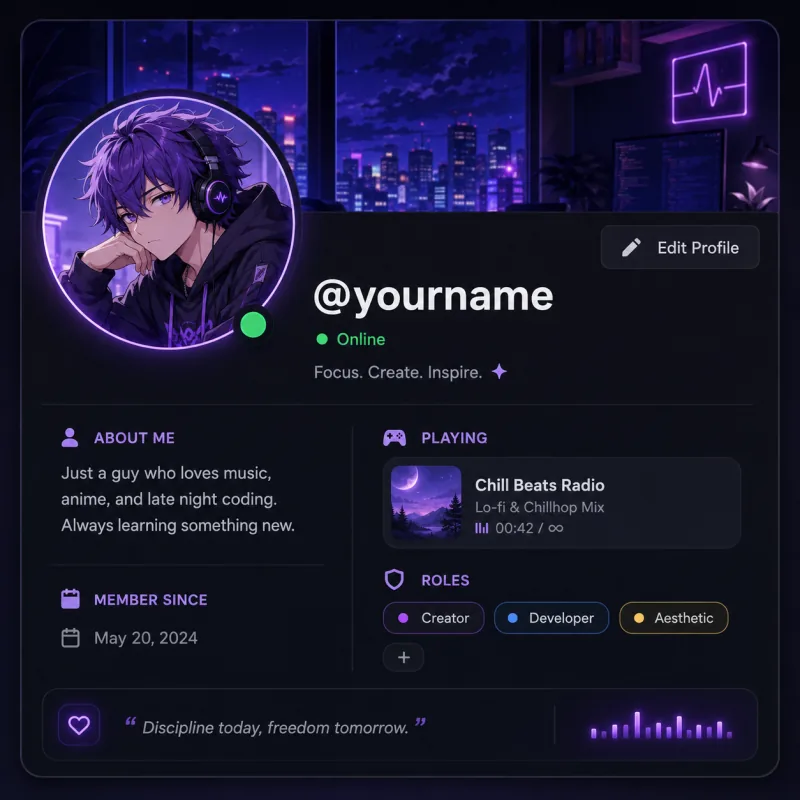AI anime avatar used as a Discord profile picture