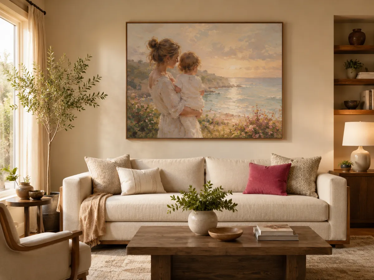 AI art style transfer turns a photo into framed wall art