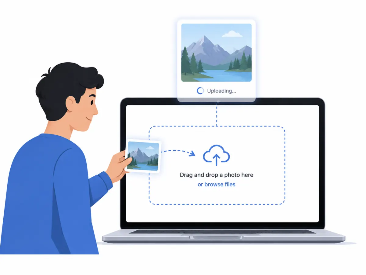Step 1 — drag and drop your photo into the AI background remover upload zone