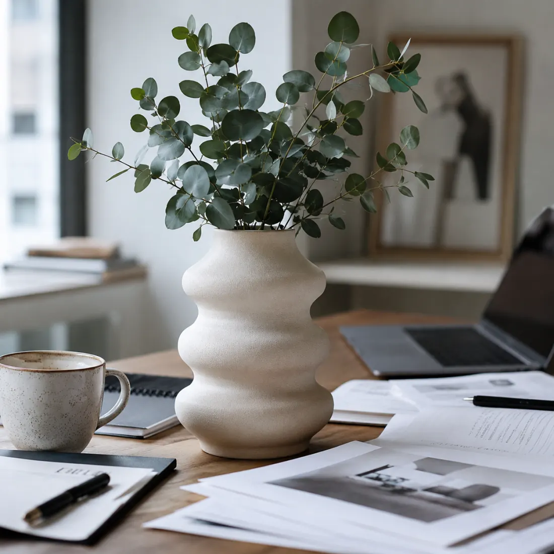 Tips for the AI background remover — a ceramic vase lit by soft, even window light for a cleaner cutout