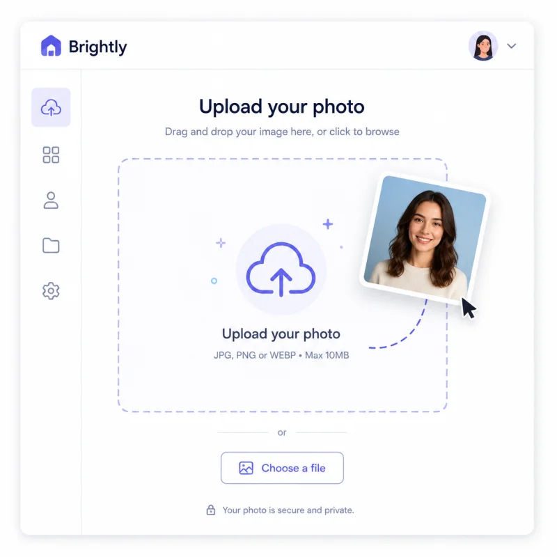 Step 1 — uploading a photo into the imya AI cartoon portrait generator