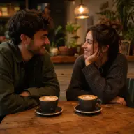 Cita en Café AI couple photo style