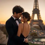 Amor en París AI couple photo style