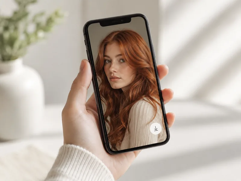 Step 3 — downloading the finished AI hair color result with no watermark