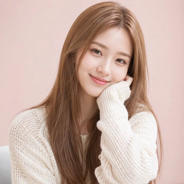 AI hair color changer on Asian hair with a soft milk-tea brown result