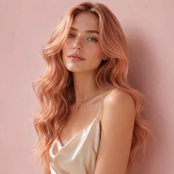 AI hair color changer rendering a trendy rose-gold hair color