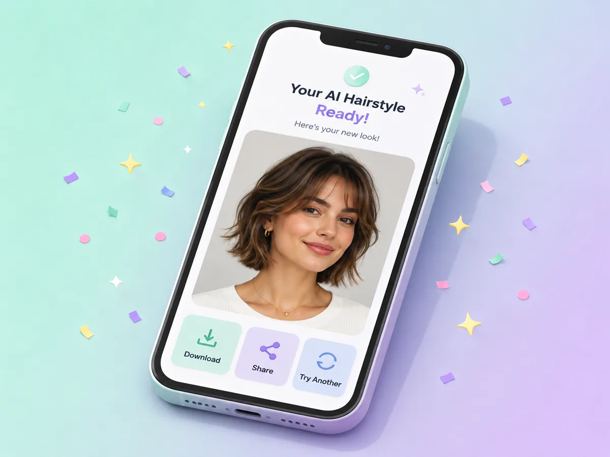 Step 3 — Download your AI hairstyle changer result in seconds