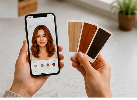 Test hair colors before you dye with the AI hair color changer and physical swatch cards