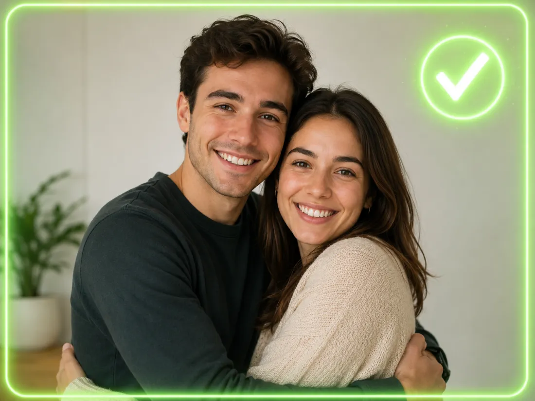 An ideal clear source photo for the best AI hug video results