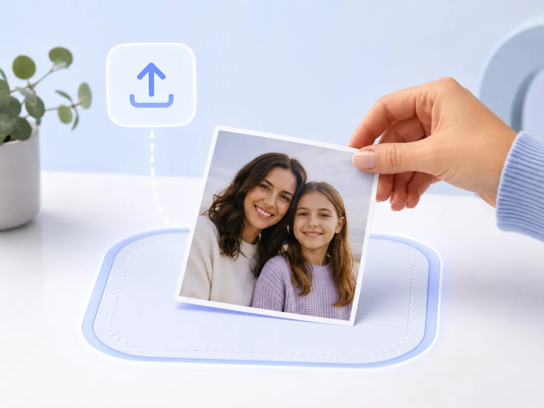 Step 1 — uploading a photo to the AI hug video generator