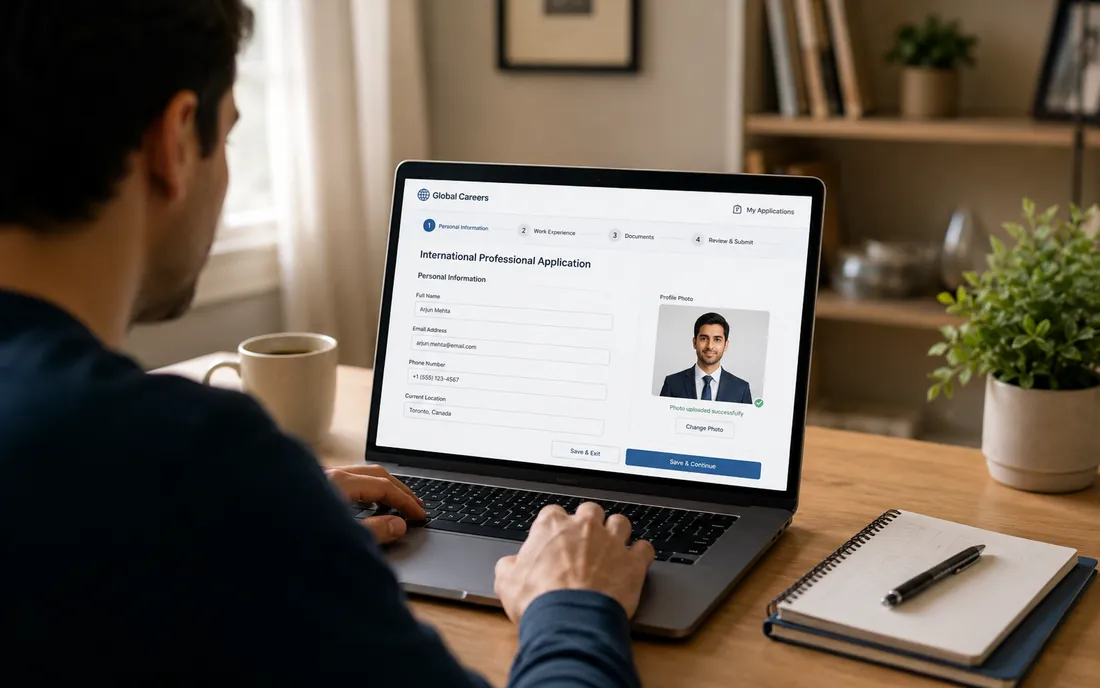 Uploading an AI ID Photo Maker profile photo to an online application