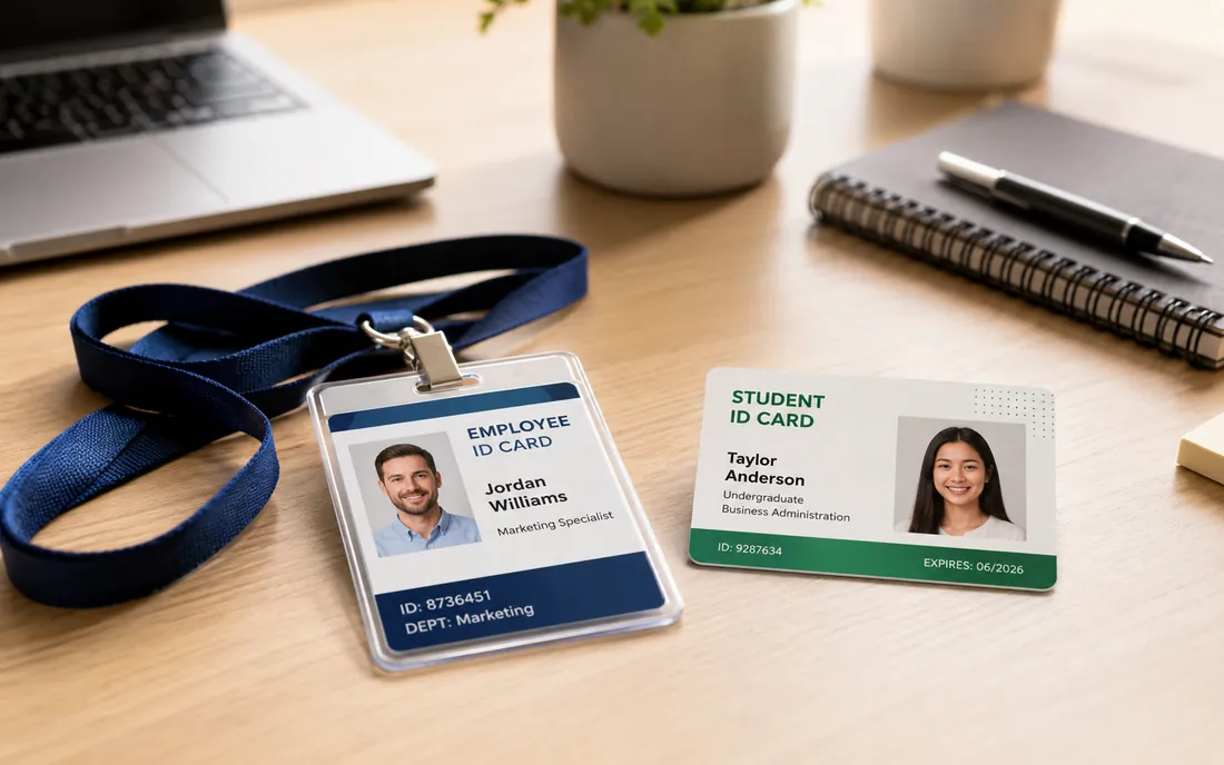 School and employee ID card photos made with the AI ID Photo Maker