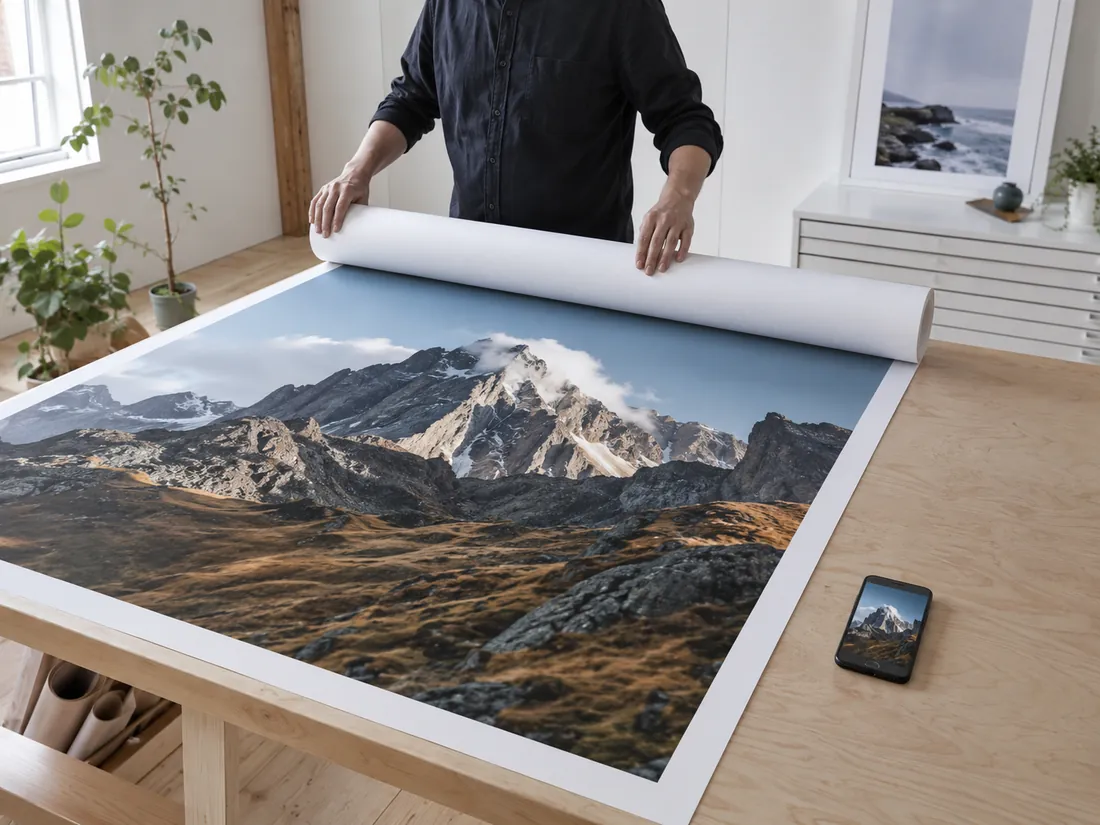 Upscale a phone photo to 8K for large-format poster printing with the AI image upscaler