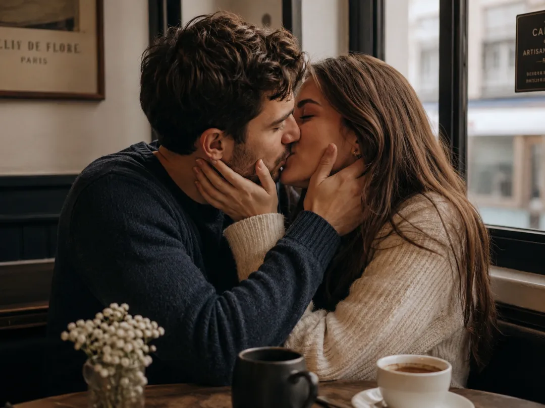AI French kiss video preset — a romantic couple kiss