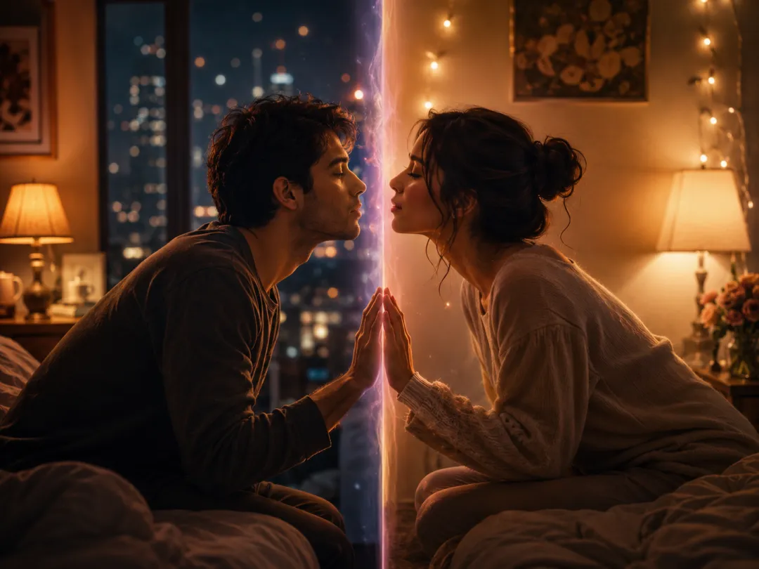 Long-distance AI kiss video bringing two people together across screens