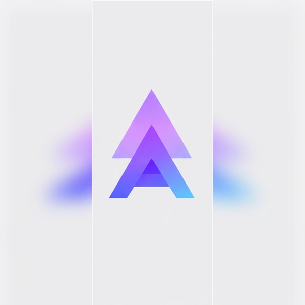AI logo generator example for a tech startup — geometric SaaS brand mark with gradient triangles