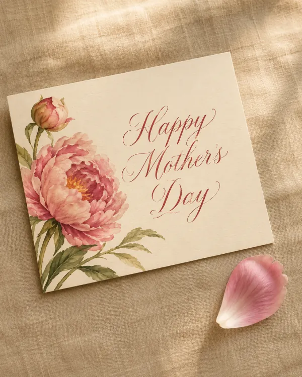 Mother's Day card style tile — elegant peony floral Happy Mother's Day