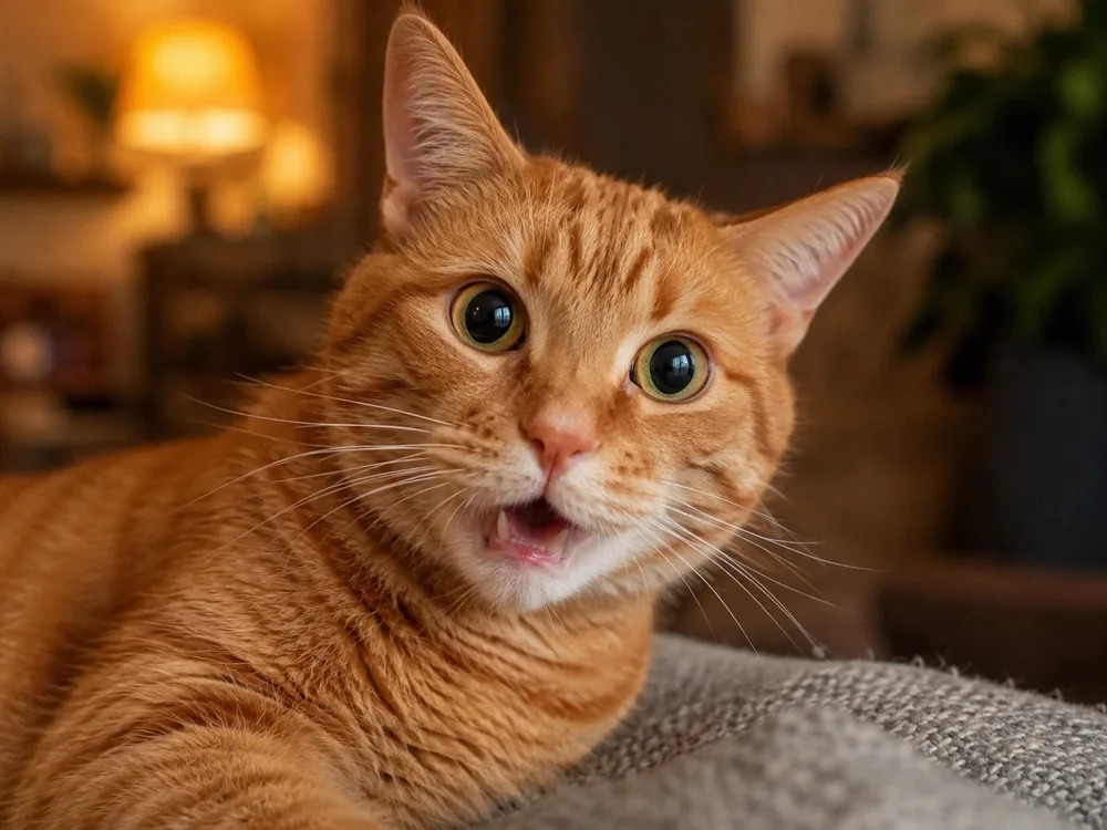 AI talking pet video — a close-up of an orange cat appearing to speak