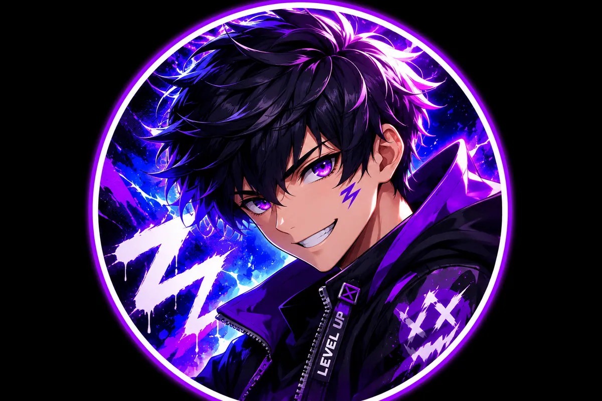 A custom anime avatar in a social profile frame