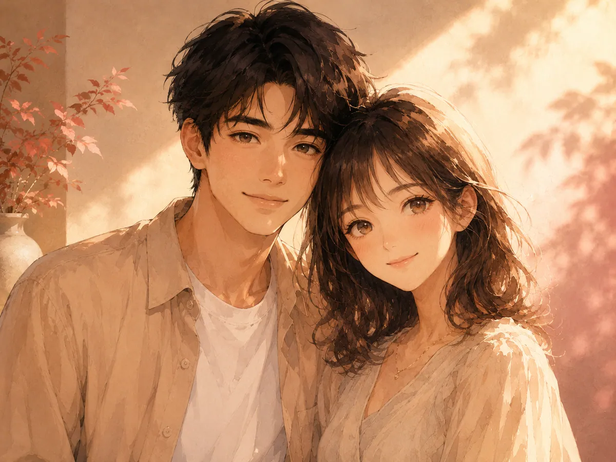 A couple photo turned into anime art