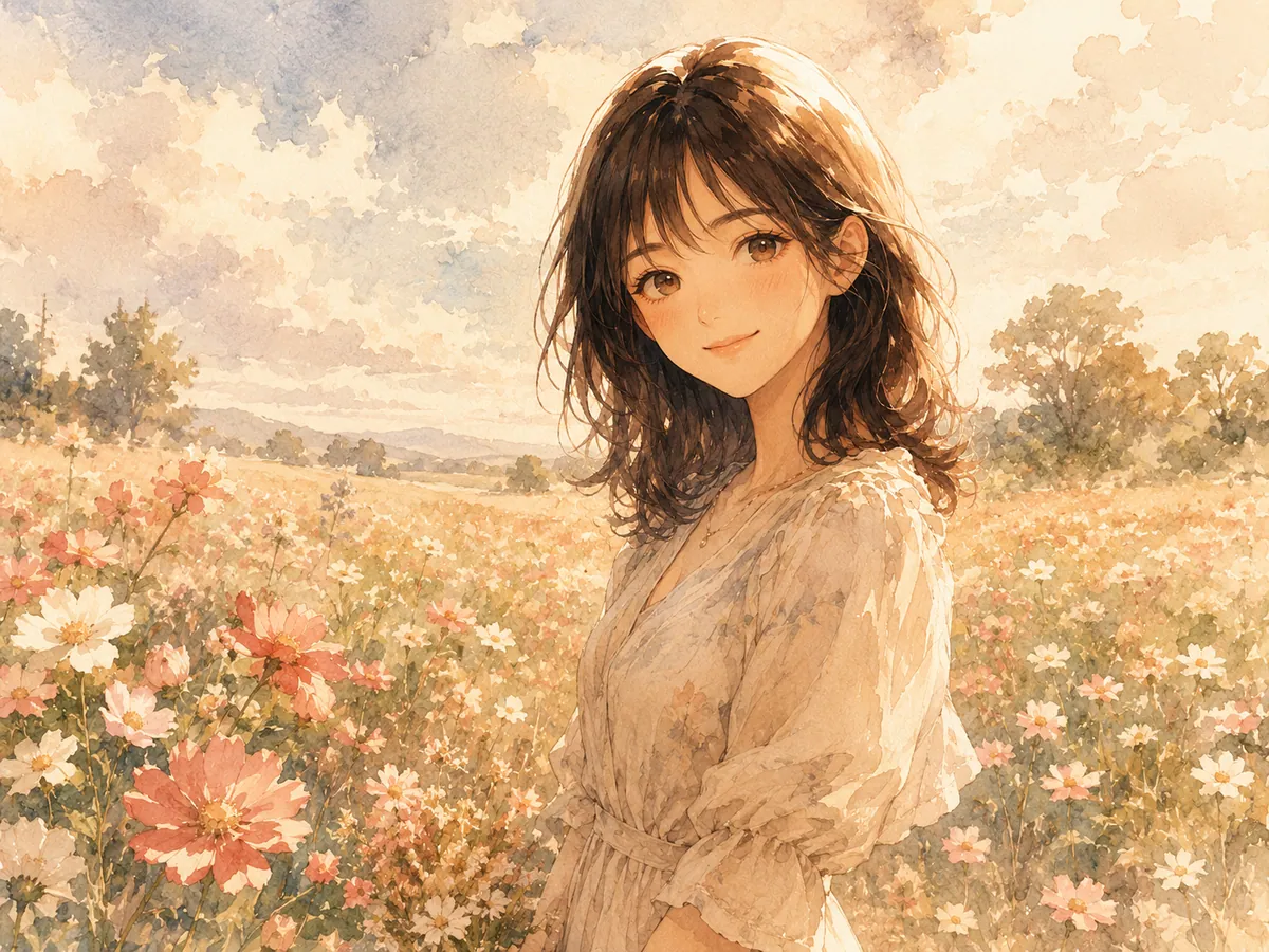 An outdoor portrait turned into dreamy anime art