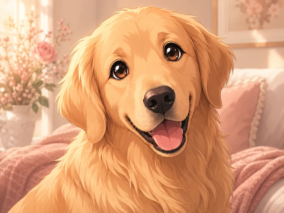 A pet dog photo turned into anime style art