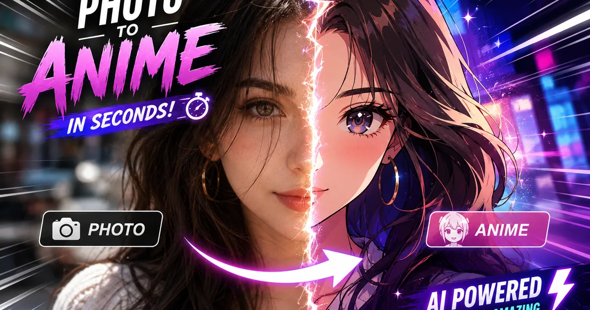 AI photo to anime — anime-style portrait converted from a real photo