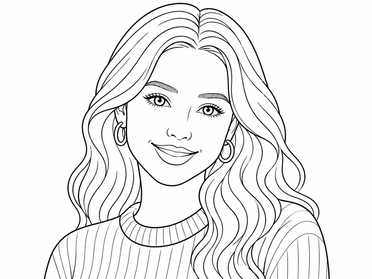 AI photo to sketch use case — a photo converted into a line-art coloring page outline