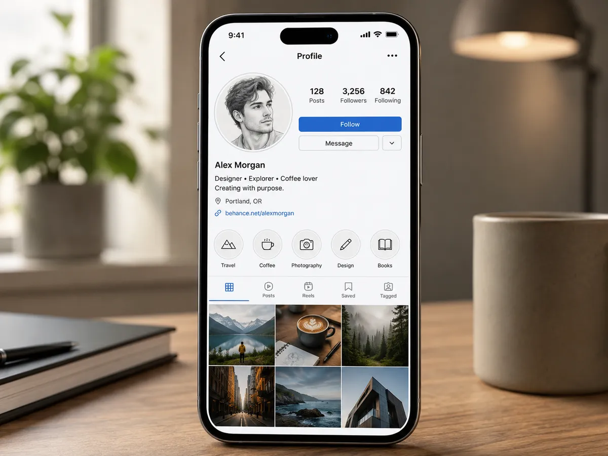 AI photo to sketch use case — a selfie converted into a sketch avatar for a social media profile