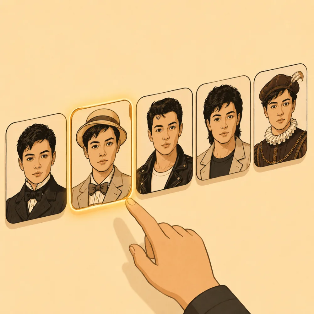 Step 2 — pick a historical era in the Imya AI time traveler editor