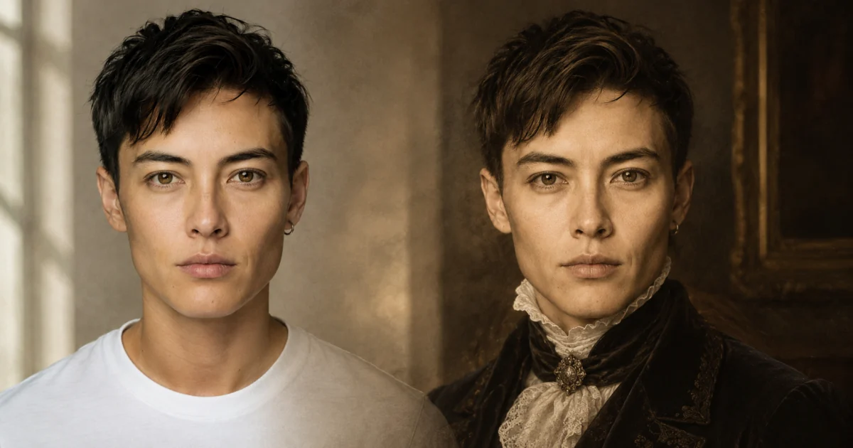 AI Time Travel Photo — a modern portrait restyled across historical eras
