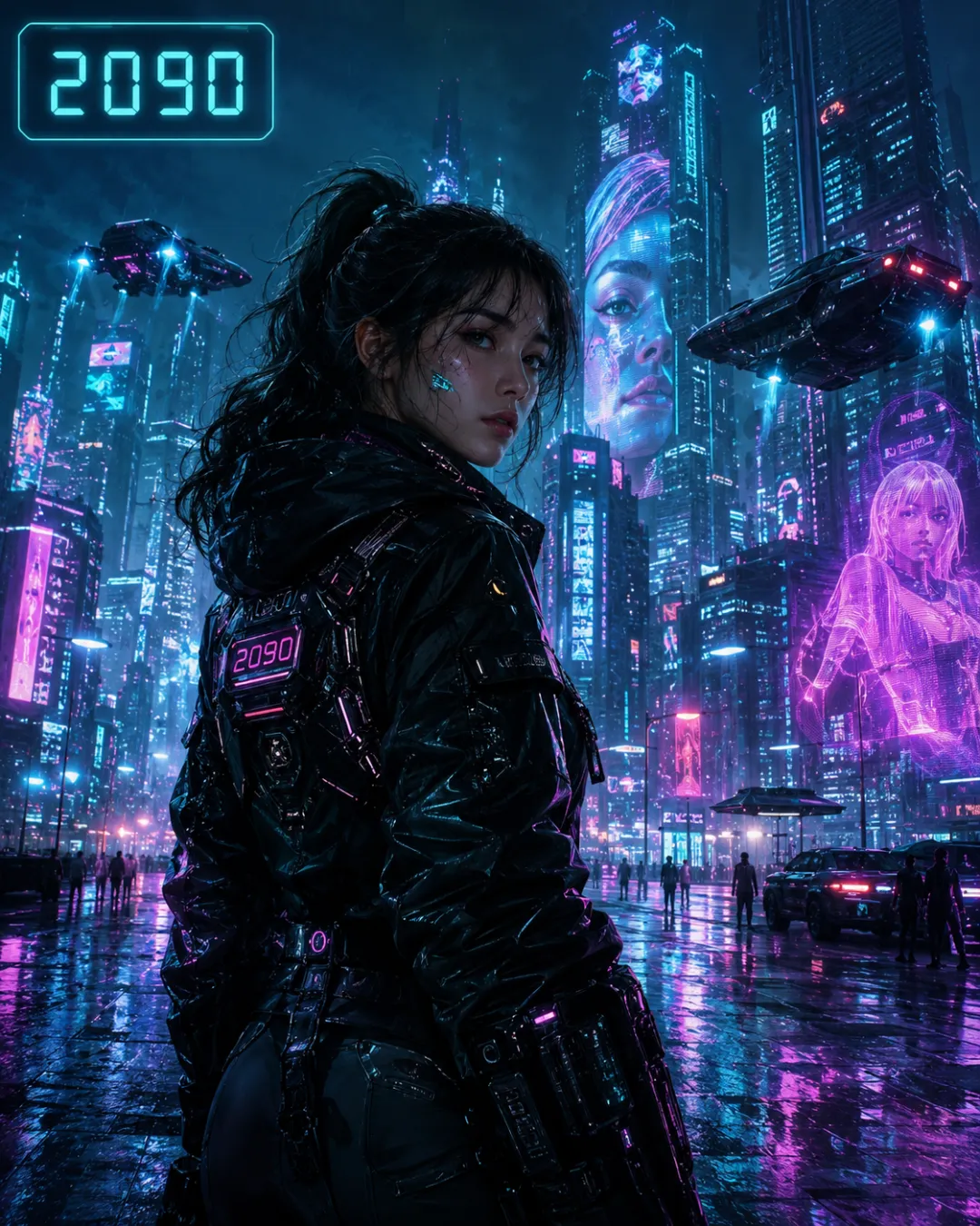 AI video generator — a cinematic neon future-city clip