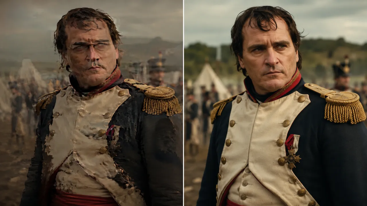 AI time travel video comparison — a warped generic clip versus a clean Imya time travel video