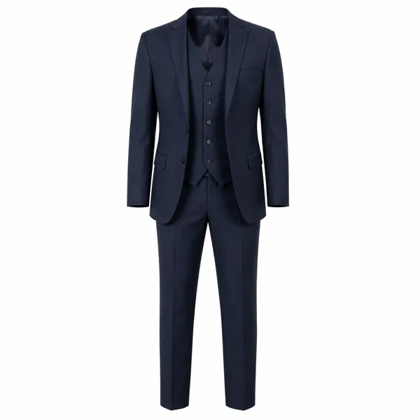 Navy blue three-piece business suit product photo