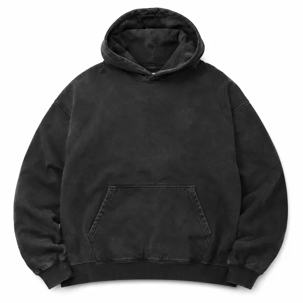 Washed black oversized streetwear hoodie product photo