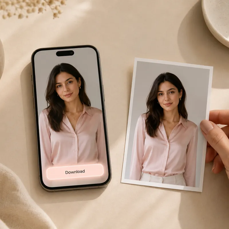 Step 3 — downloading the finished AI virtual try on clothes result, ready to print or share