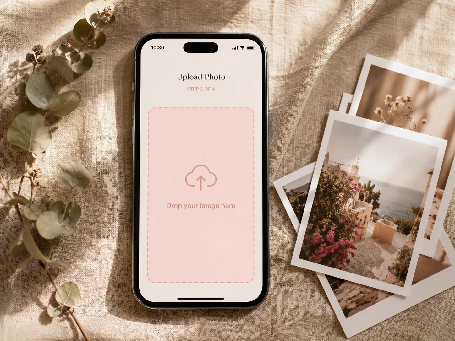 Step 1 of the AI watermark remover — uploading a watermarked image from a phone