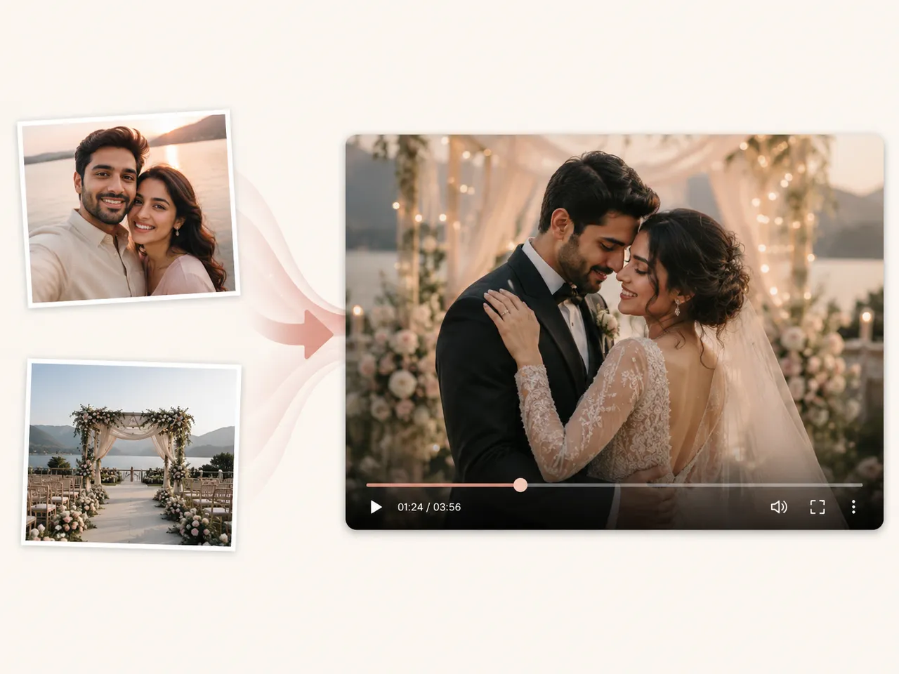 What is an AI wedding video — wedding photos turned into a cinematic wedding video