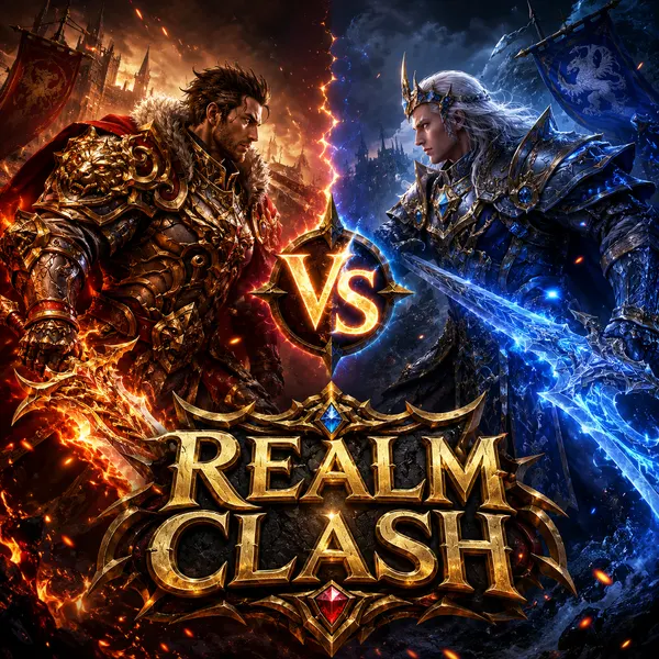 Flux 2 example — fantasy mobile game key art reading "REALM CLASH"