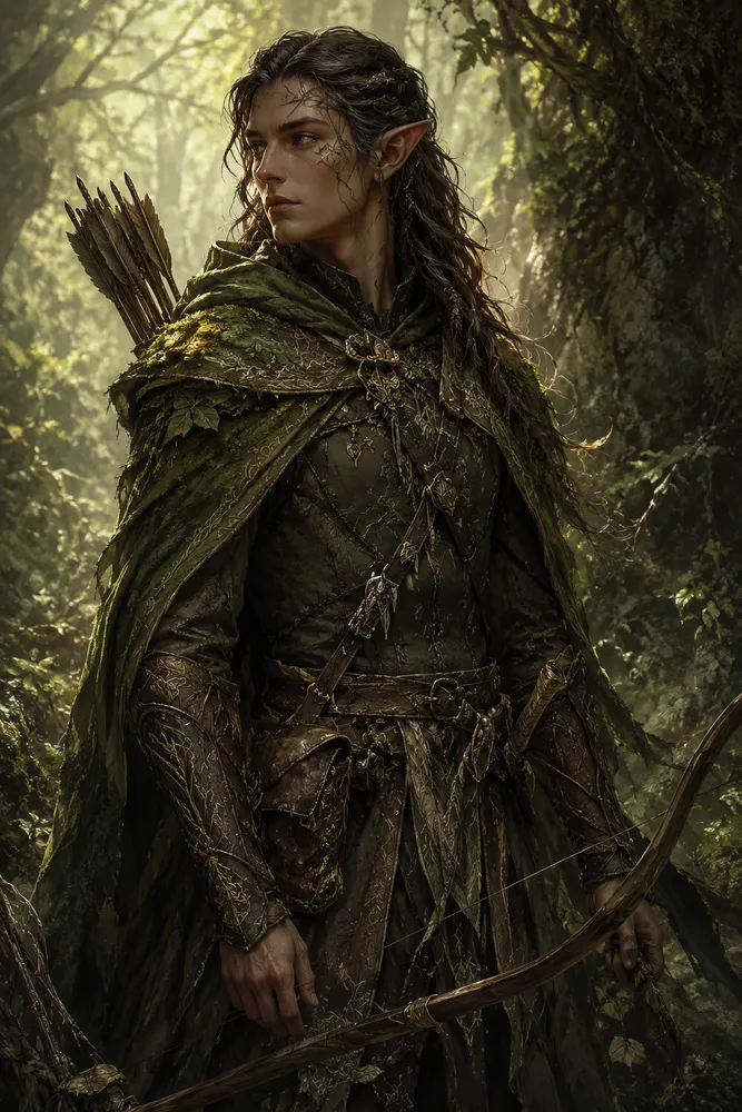 Flux 2 sample — painterly elven ranger fantasy character concept art