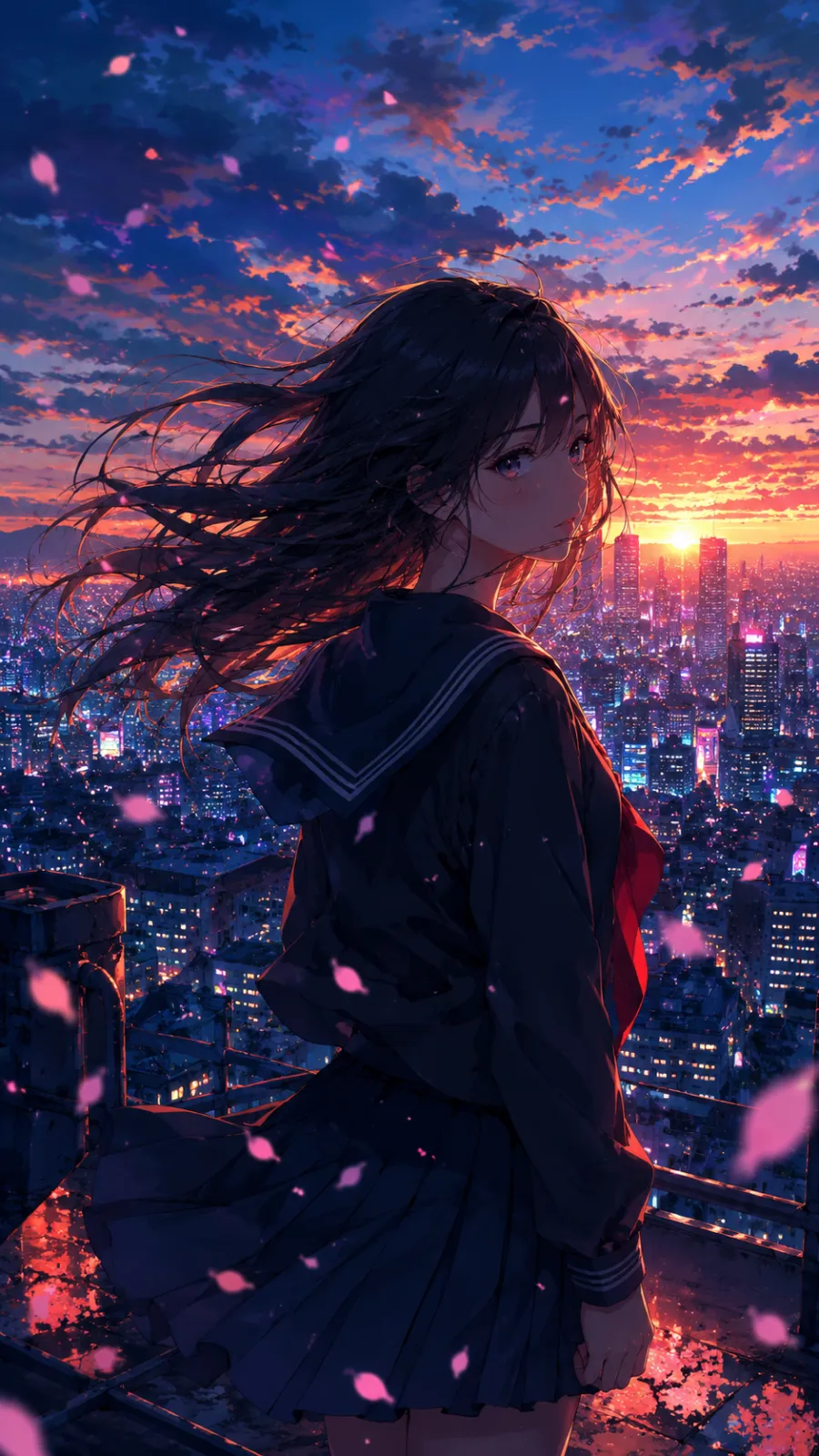 Google Omni video example — an anime rooftop scene in vertical 9:16