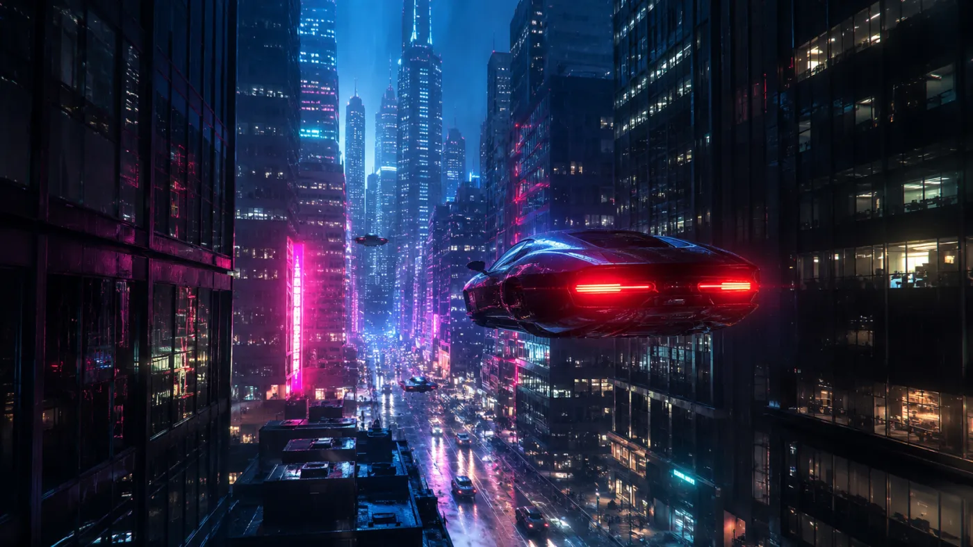 Google Omni video example — a neon night city flythrough from a text prompt