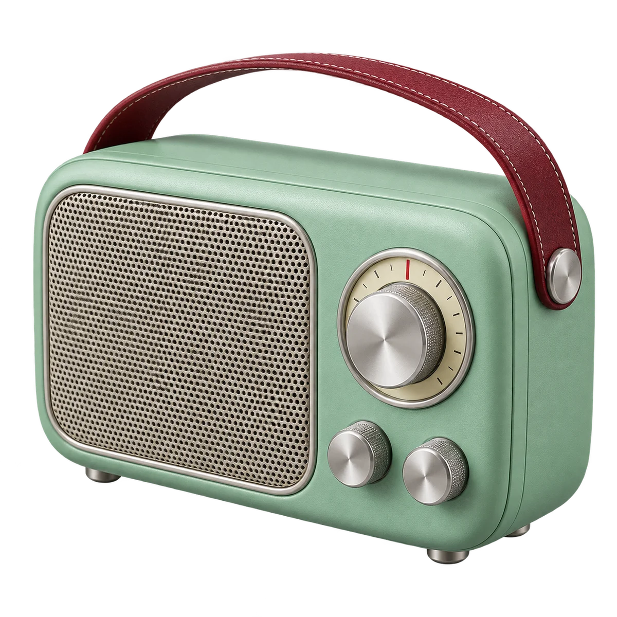 Mint radio with a red handle on a transparent background, AI asset illustration