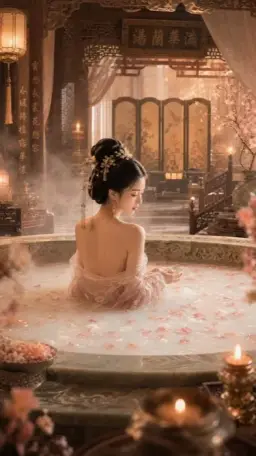 GPT Image 2 prompt — ancient Chinese beauty milk bath cinematic portrait