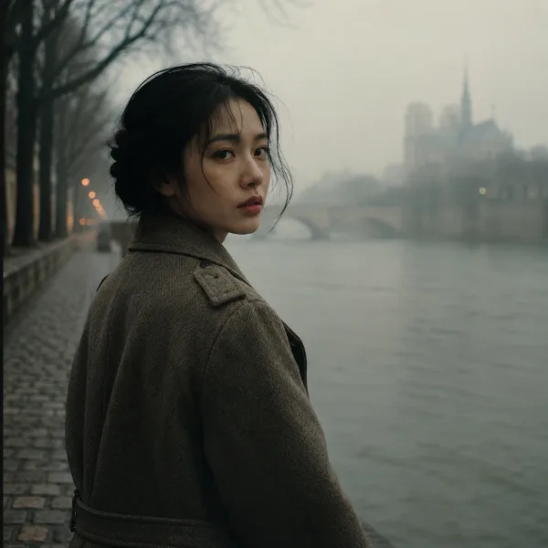 Paris waterfront portrait, cinematic clip preview frame