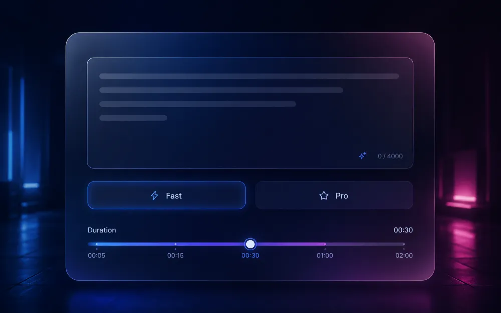 Step 2 — choose Fast or Pro mode and set clip duration
