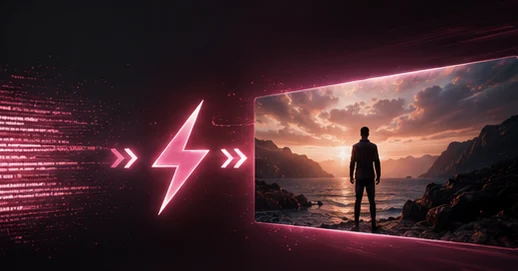 What is Kling 3.0 Turbo — a text prompt rendering fast into a cinematic AI video frame