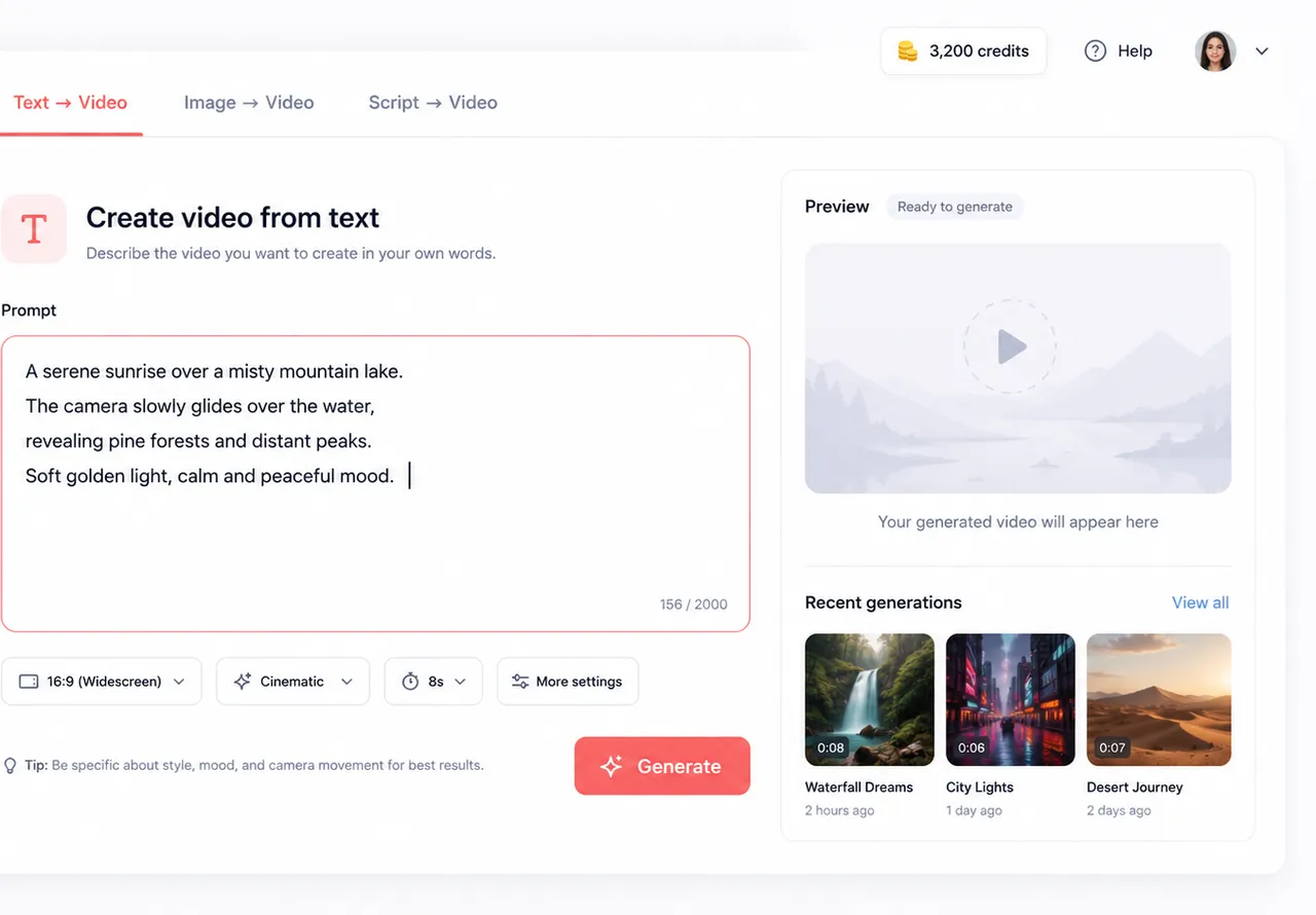 Step 1 — writing a prompt in the Kling 3.0 video generator